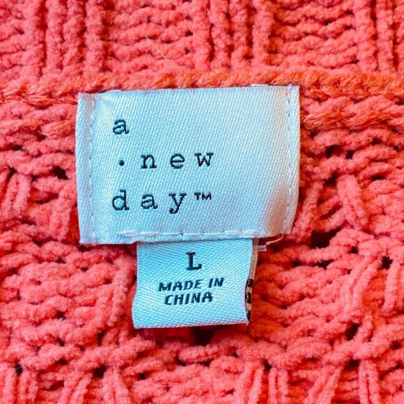 A New Day Coral Knit Crewneck Sweater – Size Large - Picture 6 of 14